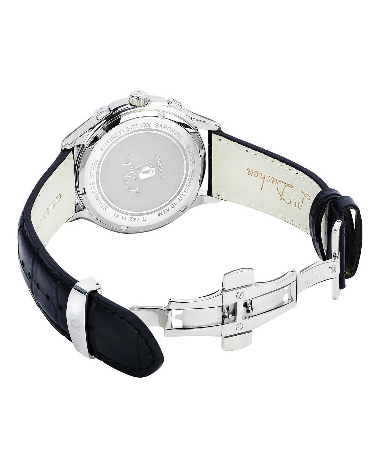 L'Duchen L'Duchen Pilotage D 742.11.45,  швейцария мужские часы на браслете кожаный боковой вид